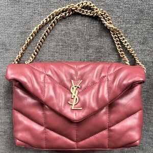Authentic Yves Saint Laurent mini Loulou red puffer bag